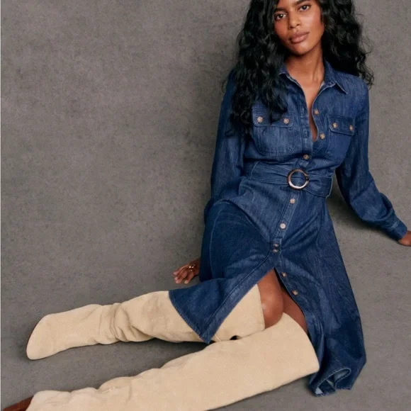 Sezane Tea Dress Denim - Picture 7 of 8